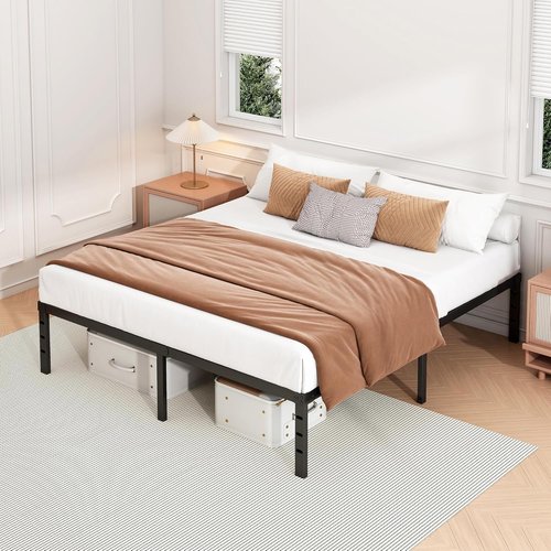 Hafenpo 14 Inch Queen Bed Frame - Sturdy Metal Platform, Easy Assembly, Heavy Duty, Black