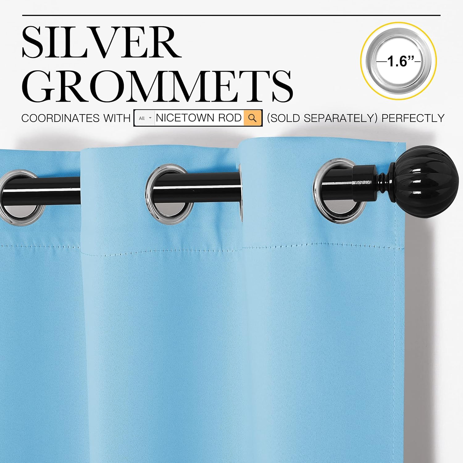 NICETOWN Blackout Window Curtains - Triple Weave Thermal Insulation | Double Panels, 42" x 84", Blue