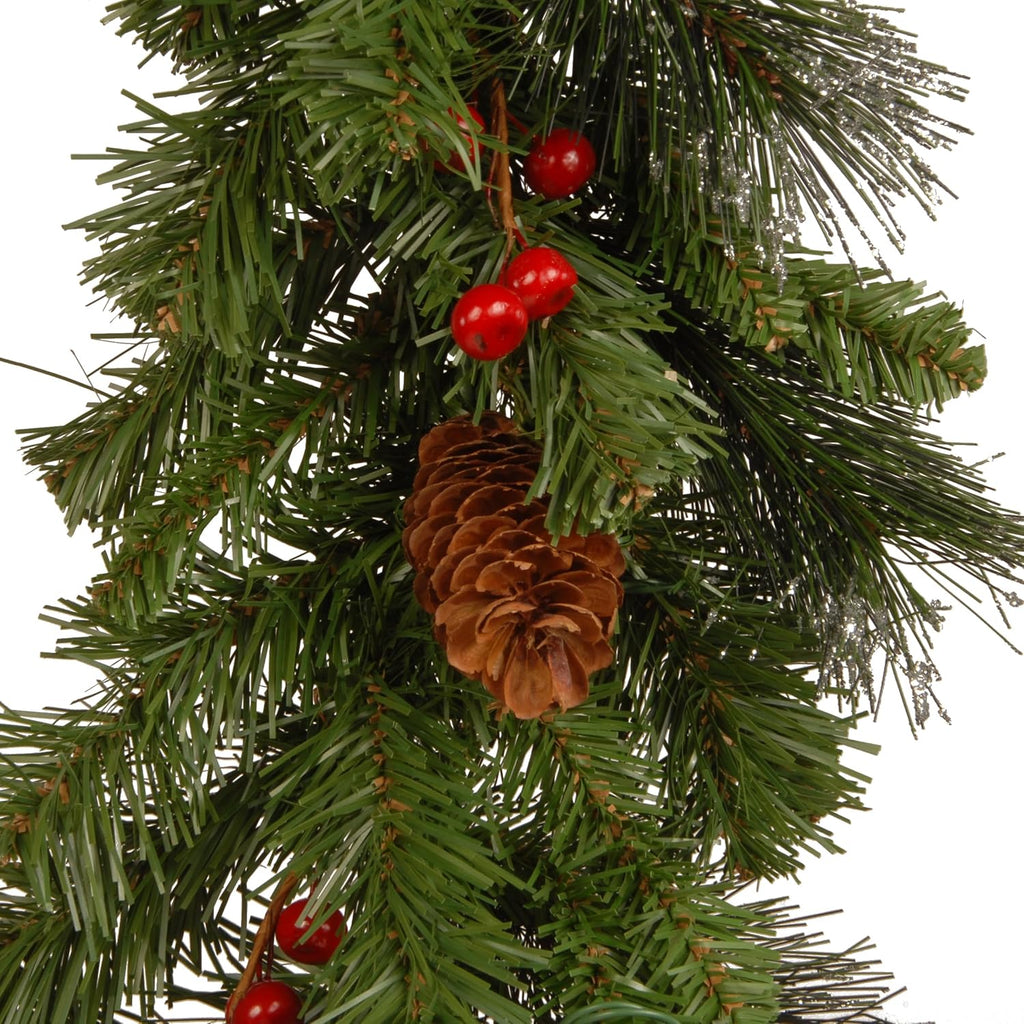 National Tree Company 9 ft Pre-Lit Crestwood Spruce Christmas Garland - Glitter, Pinecones & 50 LED Lights