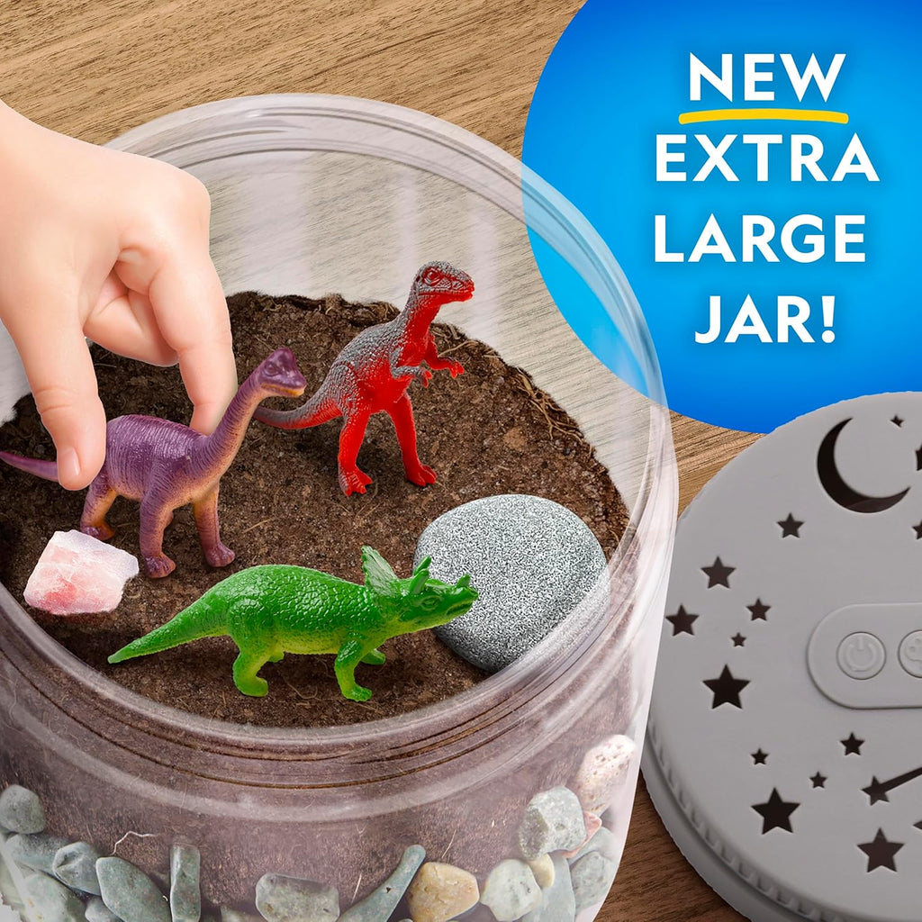 National Geographic Dinosaur Terrarium Kit - Light-Up Dino Habitat with Real Plants | Science Kit for Kids
