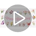 Happy Birthday Banner with Pink Glitter & Floral Accents