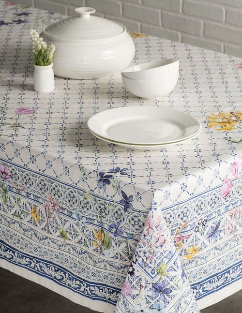 Maison d' Hermine Table Cloth Rectangle Table 100% Cotton 70 x 120 Inches Tablecloth Reusable Decorative for Dining Kitchen Room Farmhouse Home Easter Decorations Spring Summer - Faience