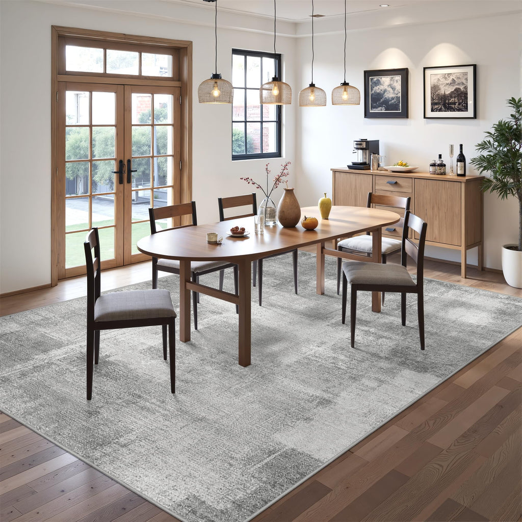 zesthome 5x7 Area Rugs - Stain Resistant Washble Rug, Modern Abstract Rugs for Living Room, Bedroom, Super Soft Area Rug, Low Pile, Entryway Rug (Grey/Ivory, 5'x7')