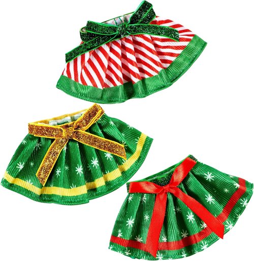 JOYIN Christmas Doll Skirts Set - 3 Pcs Green Santa Dance Dress Accessories for Holiday Decor