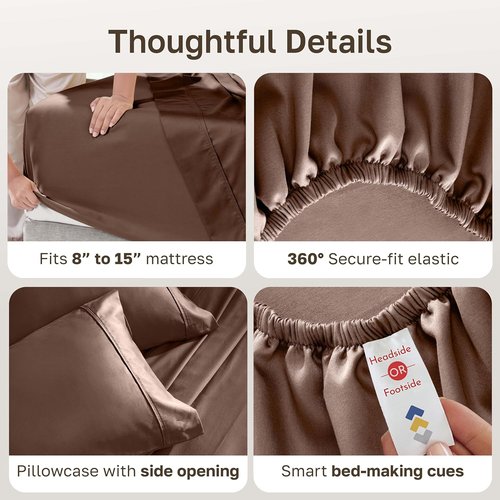 California Design Den Twin XL Bed Sheets Set - 100% Cotton, 400 Thread Count, Silky Smooth - Espresso Chocolate Brown
