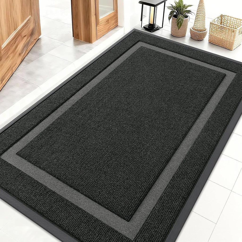 OLANLY Waterproof Front Door Mat - All-Season, Fade Resistant, Easy Clean, 47x32 Inches, Black