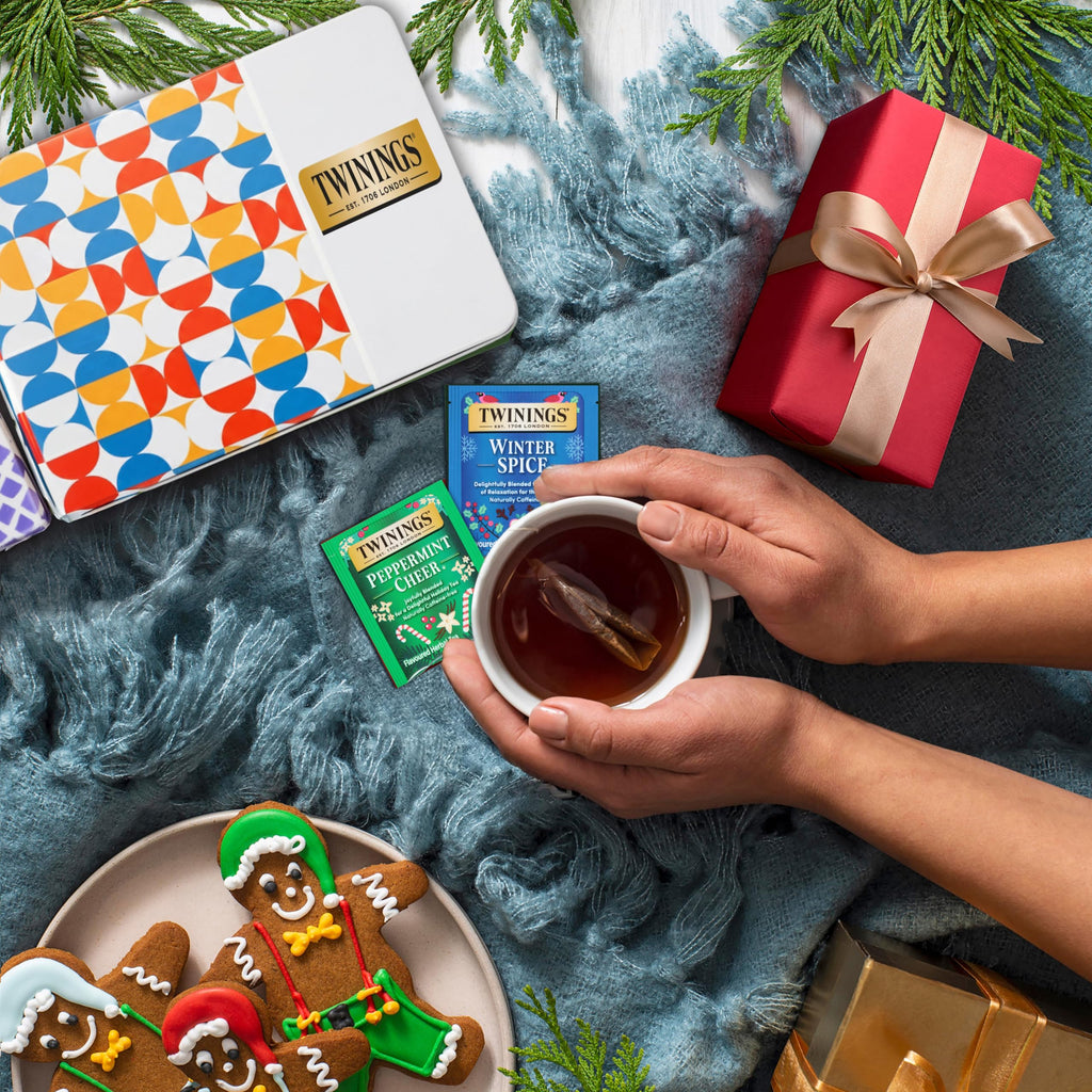 Twinings Christmas Holiday Variety Tea Bag Pack (40 Count) 4 Flavours Include Christmas Tea, Winter Spice, Gingerbread Joy, Peppermint Cheer, Seasonal Gift for Her, Him, Family, Friends