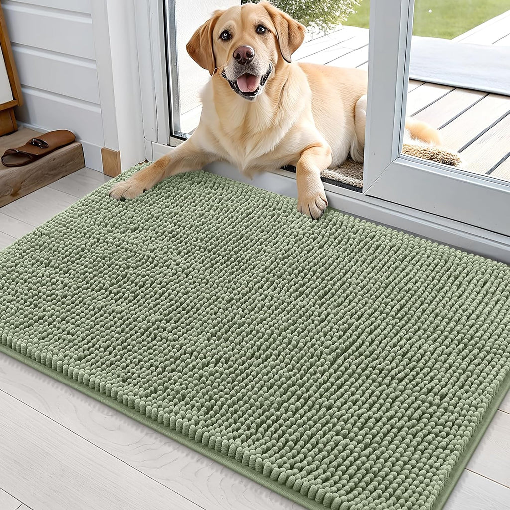 OLANLY Dog Door Mat - Absorbent Non-Slip Mud Mat for Indoor Use | 36x24 Inches, Sage Green