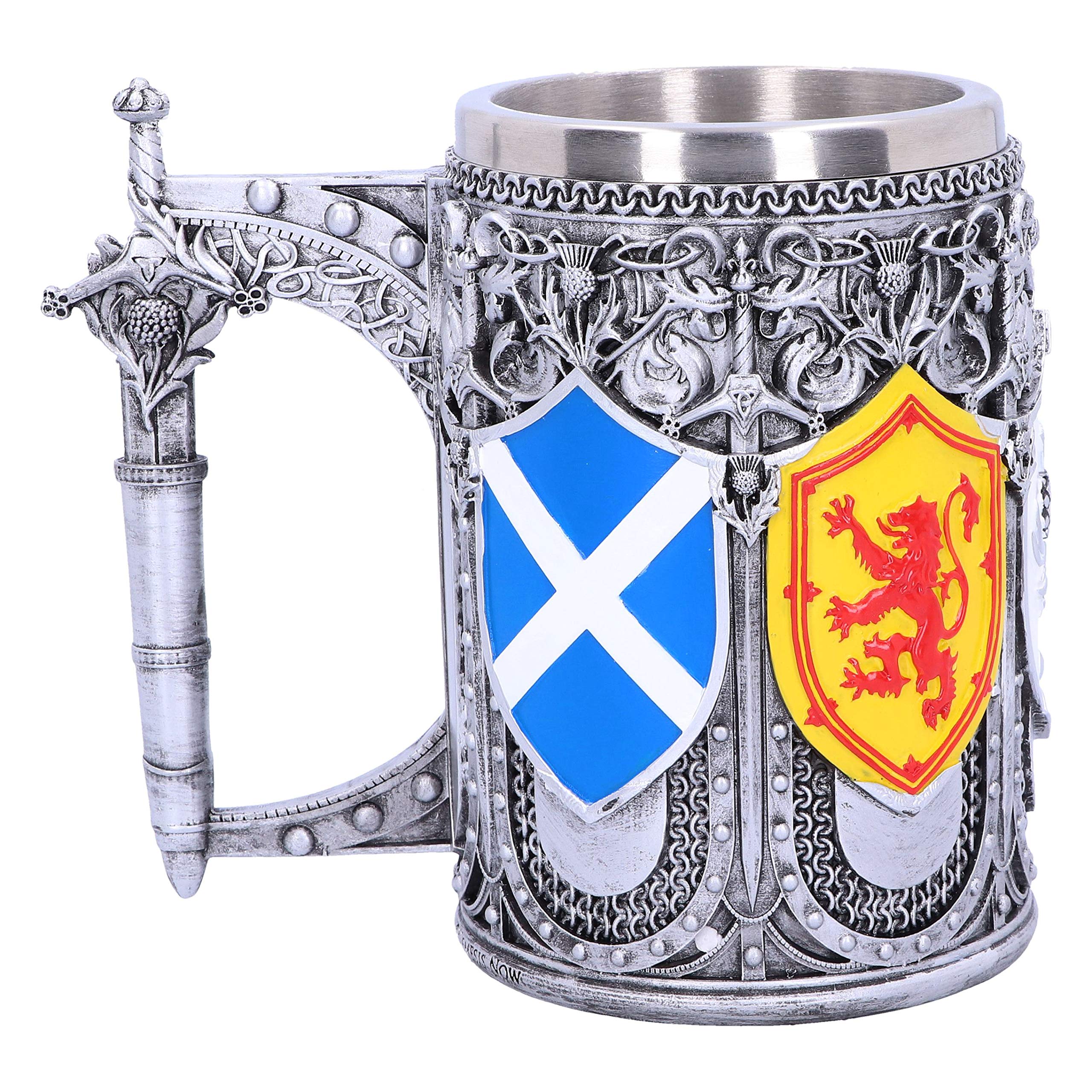 Nemesis Now B4698P9 Tankard of The Brave Scottish Shield Mug 16cm, Resin w. Stainless Steel