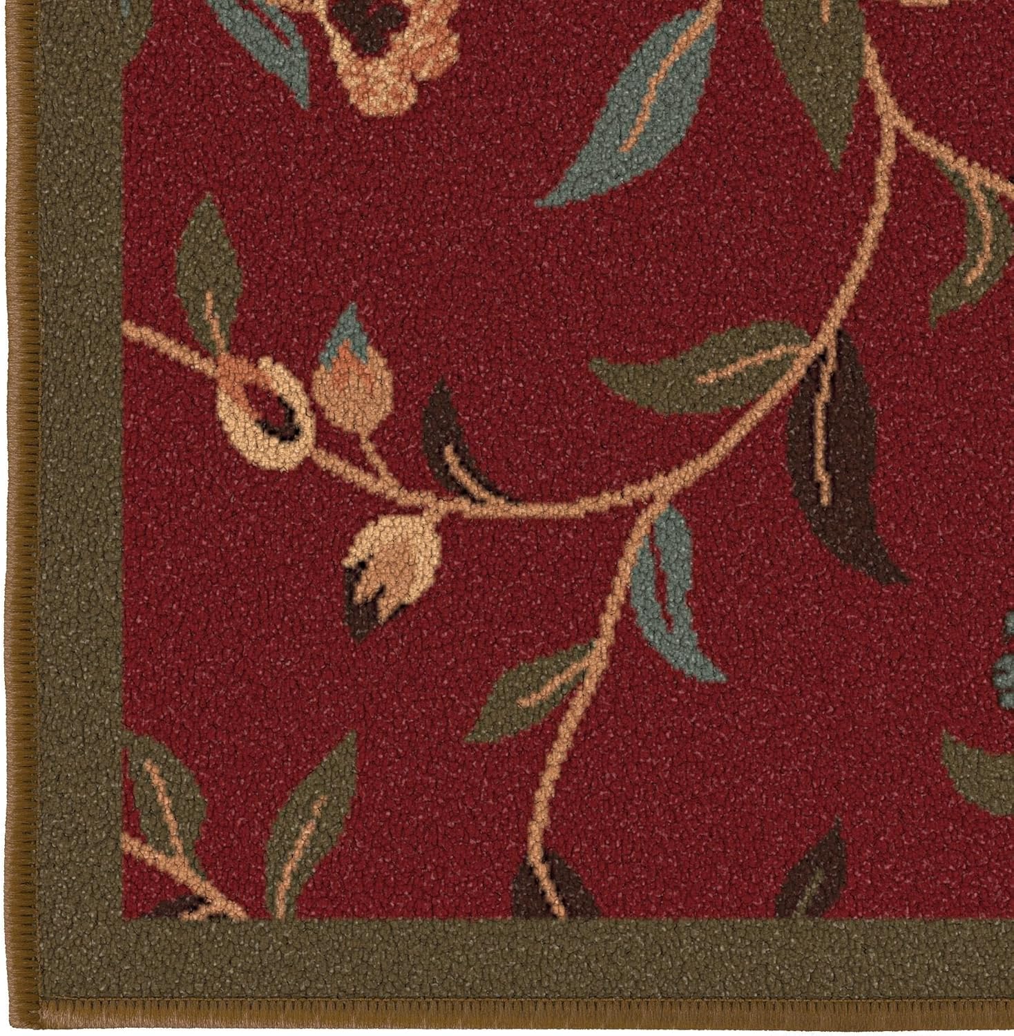 Ottomanson Hallway Runner Rug - Non-Slip Floral Design | Easy to Clean 1'10" x 6' Red Carpet for Entryway & Living Room
