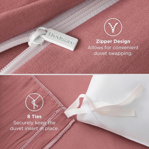 Bedsure Pink Clay Duvet Cover Set - King Size 3-Piece Soft Cotton-Like Bedding with Zipper Closure | 104x90 Inches