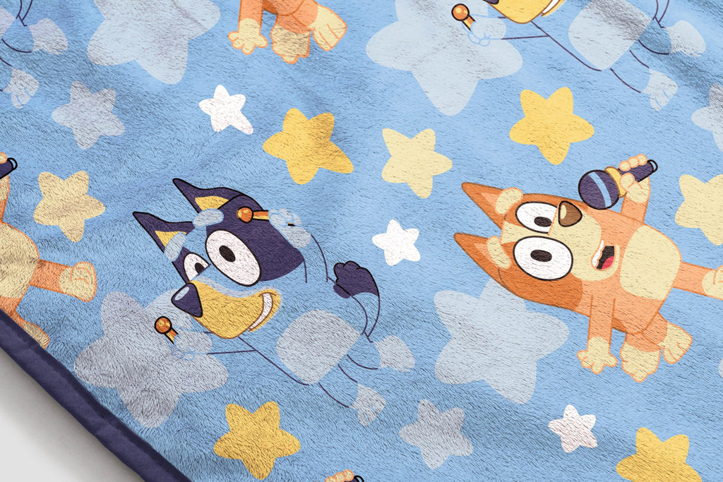 Jay Franco Kids Plush Throw Blanket – Soft & Cozy Fleece Throw for Bedroom & Couch Décor, Official Licensed Product, Blue - Bluey, 40x50 - Travel Blanket
