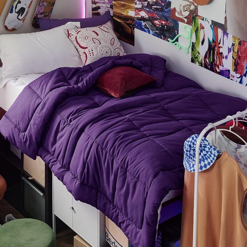Bedsure Comforter Duvet Insert - Quilted All-Season Twin Size Down Alternative Blanket, Purple 88 x 68 Inches