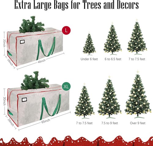 Cosy Family Christmas Tree Storage Bag - Durable 7.5 ft Heavy Duty Extra Large with Reinforced Handles & Dual Zippers