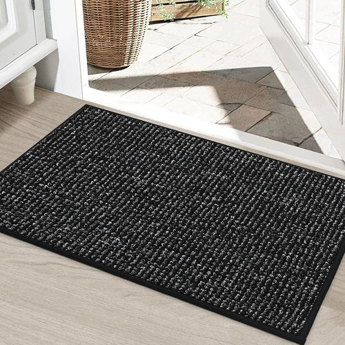 BEQHAUSE Dirt Trapper Door Mat - Non-Slip, Washable, Dirt Resistant | 24" x 36" Black Entrance Mat