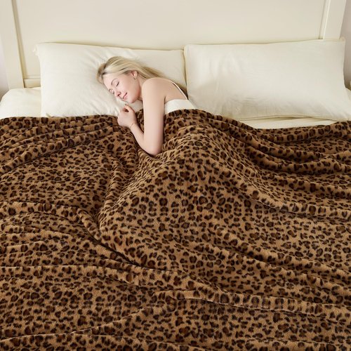 GALMAXS7 Cheetah Throw Blanket, Double-Sided Plush Fluffy - Luxury Faux Fur Leopard Print Blanket, Soft and Cozy Room Decor (50x60 Inches, Brown)