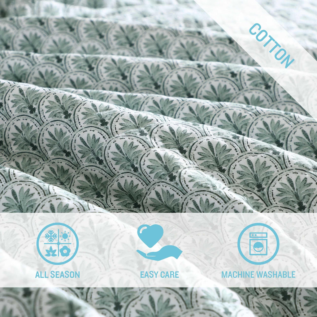 Tommy Bahama - Full/Queen Quilt Set, Super Soft Cotton Bedding with Matching Sham(s), Super Soft, Oeko-Tex Certified (Coastal Batik Green, Full/Queen)