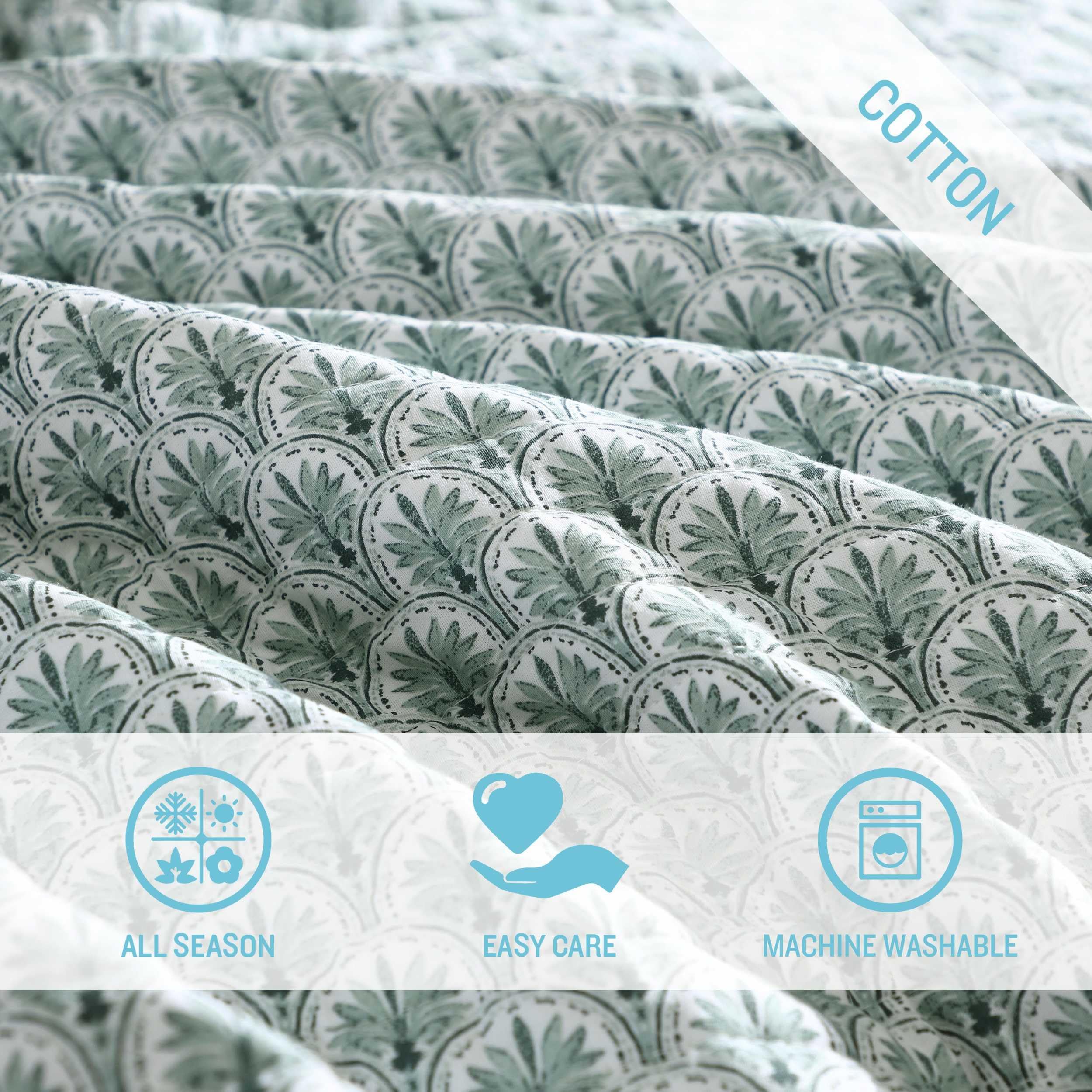 Tommy Bahama - Full/Queen Quilt Set, Super Soft Cotton Bedding with Matching Sham(s), Super Soft, Oeko-Tex Certified (Coastal Batik Green, Full/Queen)