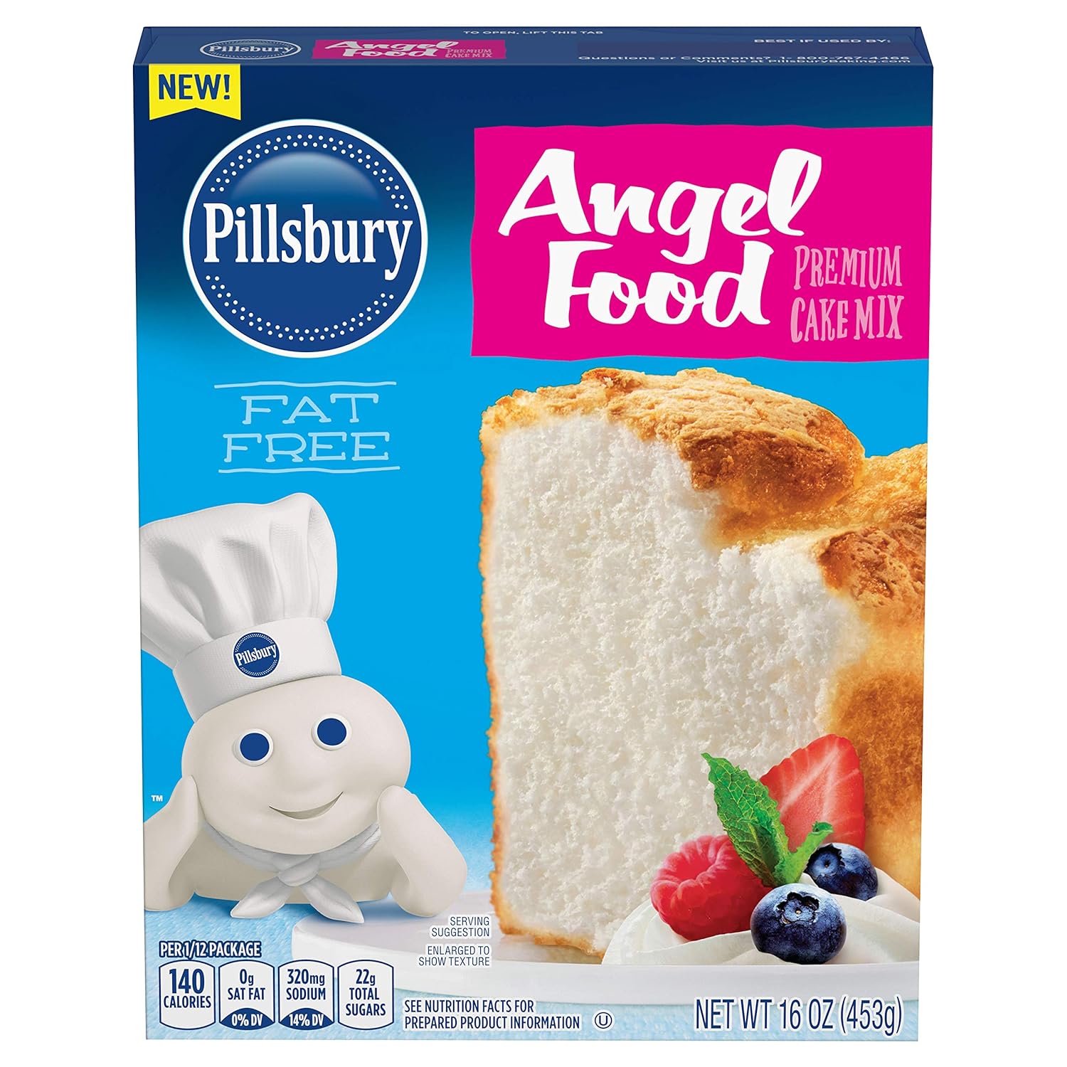 Pillsbury Angel Food Cake Mix - Premium 16-Ounce Pack of 12 | Light & Fluffy Dessert Mix