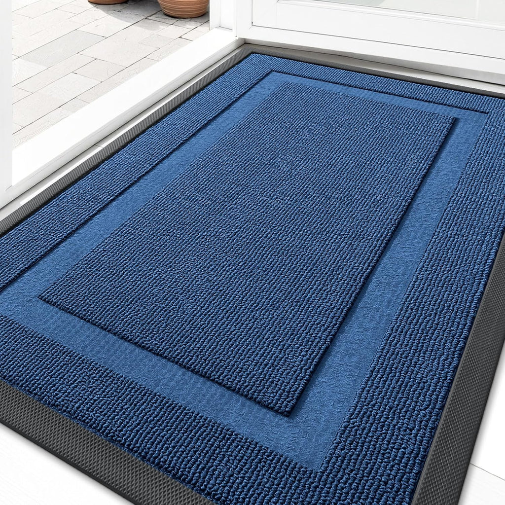 OLANLY Indoor Outdoor Front Door Mat - Waterproof All-Season Doormat, Easy Clean, 33x21, Navy Blue