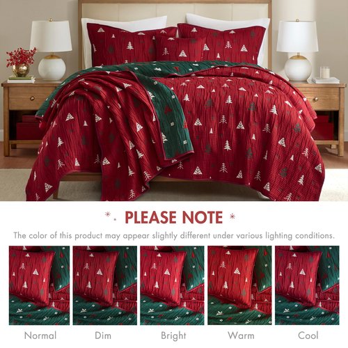 Madison Park Christmas Throw and Decorative Pillow Set, Festive Reversible Jacquard, All Seasonal Lightweight 2-Piece Bedding, 50" W x 70" L, Red/Green