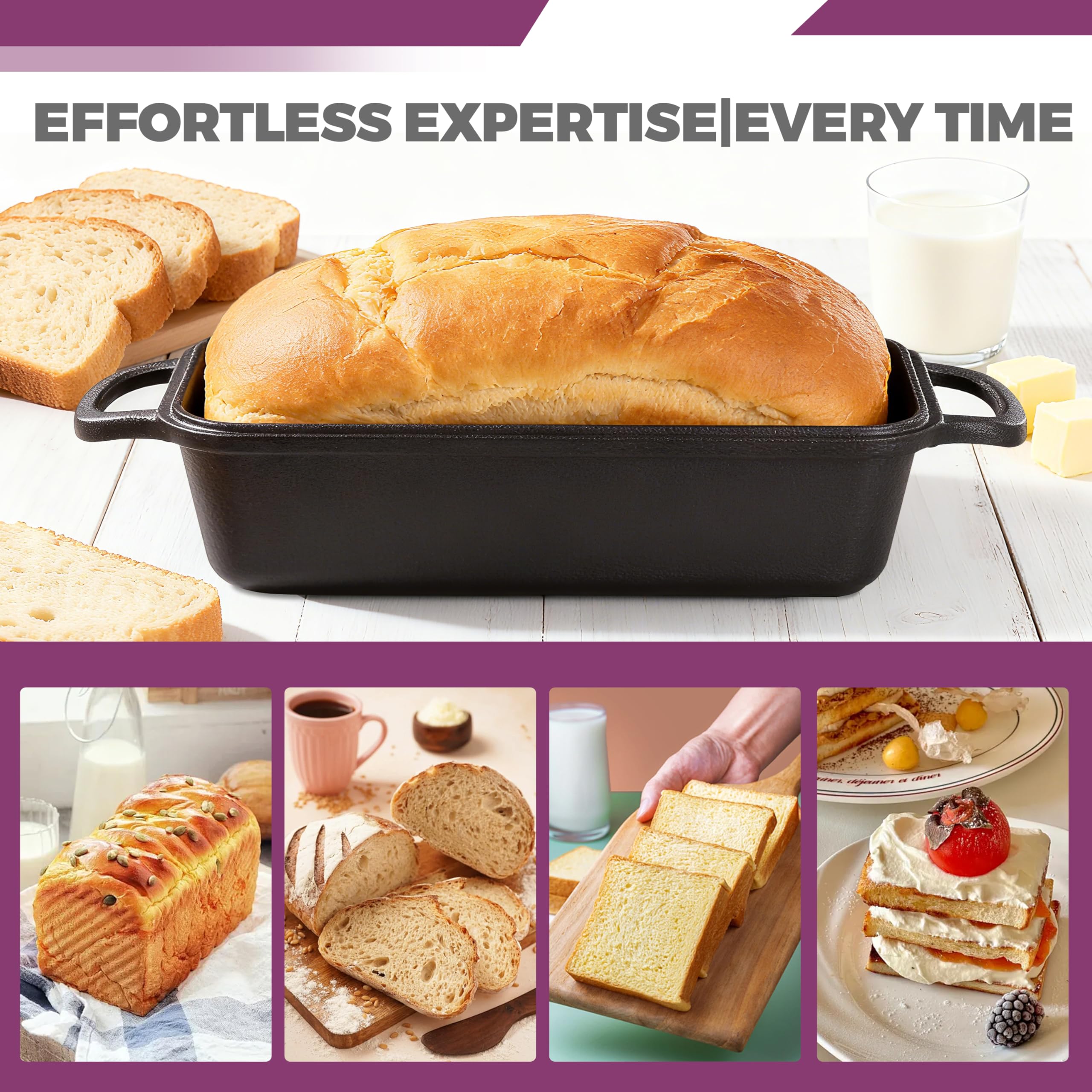 Vanderlume 11x5 Inch Cast Iron Loaf Pan with Lid, Large Dutch Oven Bread Loaf Pan for Sourdough, Homemade Bread Baking, Even Heat Distribution, 5.8Qt