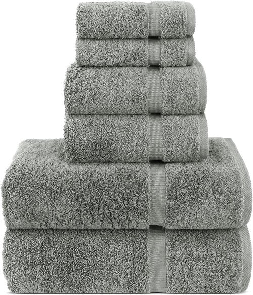 Chakir Turkish Linens Premium Cotton Towel Set - Luxury Spa Quality | 6-Piece (2 Bath, 2 Hand, 2 Washcloths)