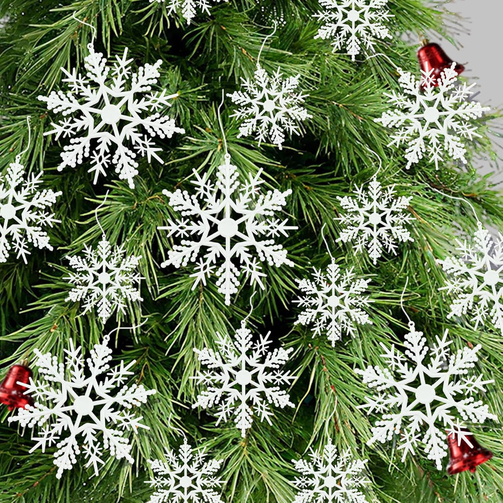 Snowflake Decorations - 24 Pcs Snowflake Ornaments for Christmas Tree | Winter Party DIY Crafts