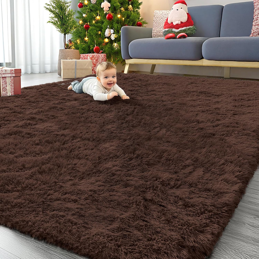 OLANLY Large Area Rug - Soft Fluffy Shaggy Carpet for Living Room & Bedroom | 9x12, Machine Washable, Aesthetic Home Decor