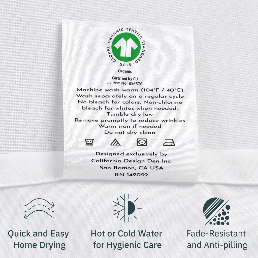 California Design Den 100% Organic Cotton Fitted Sheet Queen Size Only, Percale, Deep Pocket Fitted Sheet Queen, Lightweight, Snug-Fit, Crisp, All Around Elastic, 1 Pc - True Ivory