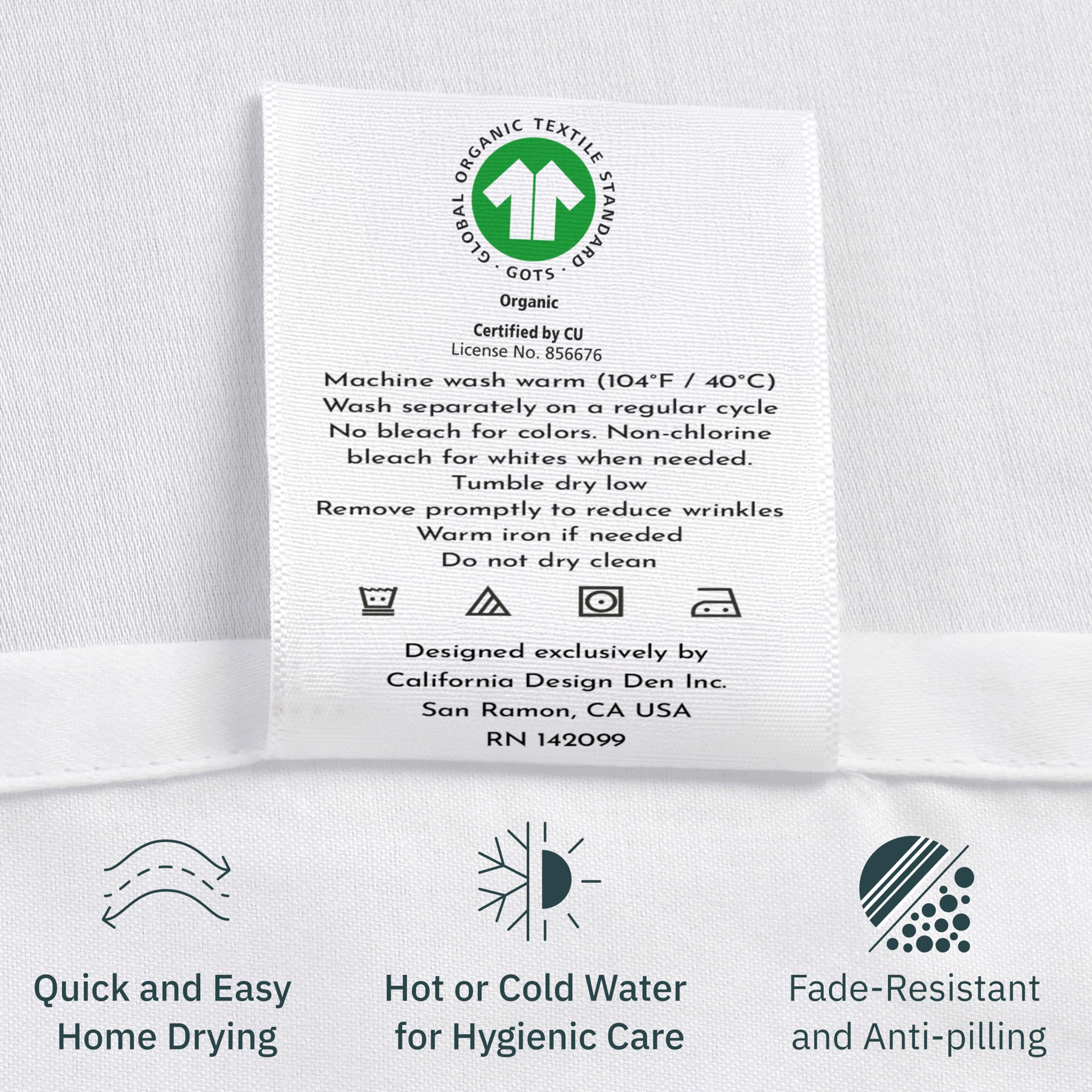 California Design Den 100% Organic Cotton Fitted Sheet Queen Size Only, Percale, Deep Pocket Fitted Sheet Queen, Lightweight, Snug-Fit, Crisp, All Around Elastic, 1 Pc - True Ivory