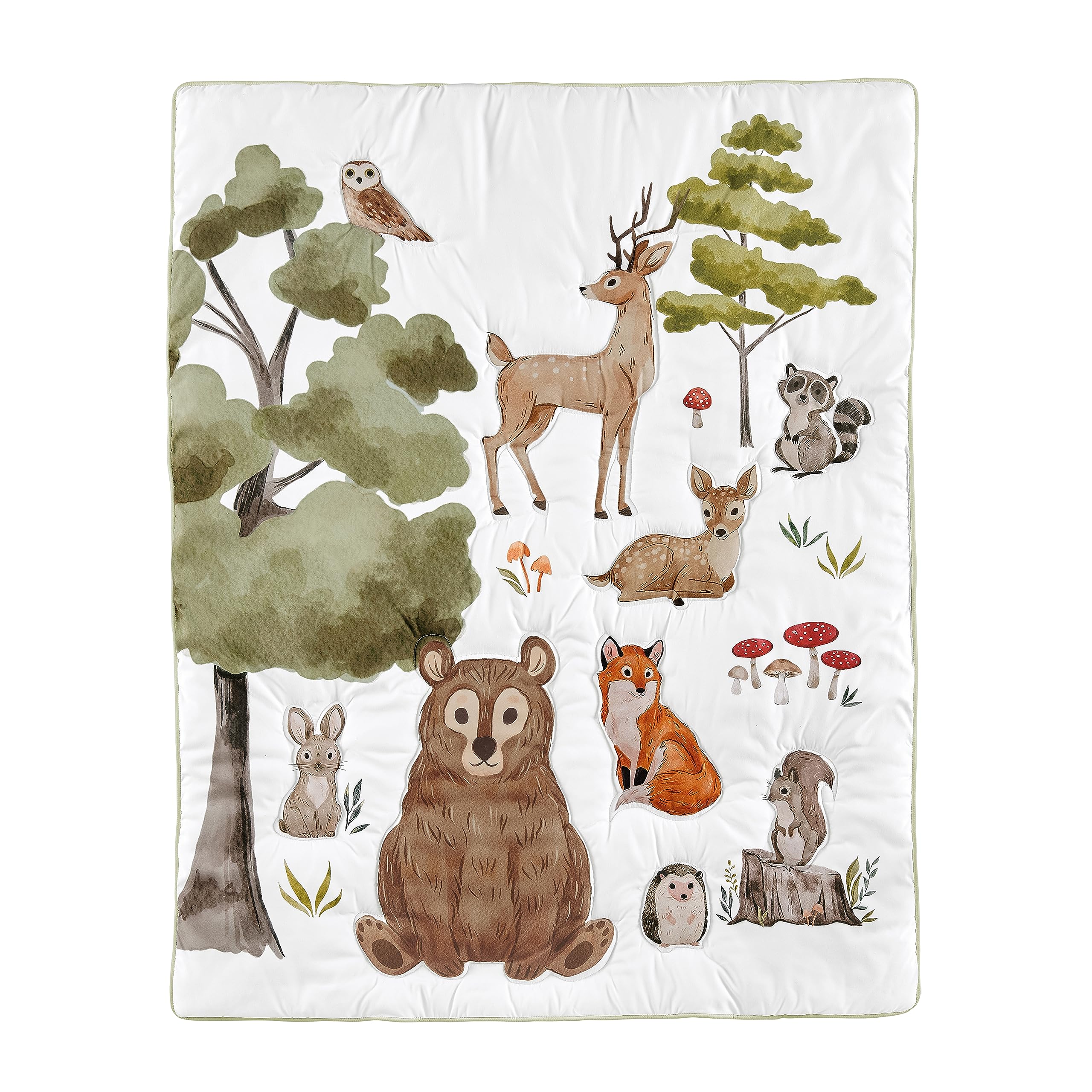 Sweet Jojo Designs Woodland Forest Animals Boy Girl Gender Neutral Unisex Baby Mini Crib Bedding Set Infant Nursery Room Newborn Blanket Portable Pack n Play Sheets 3p Bear Fox Hedgehog Deer Squirrel