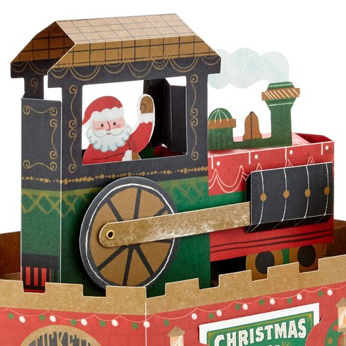 Hallmark Paper Wonder Displayable Pop Up Christmas Card with Sound and Motion (Christmas Train, Plays Deck the Halls)