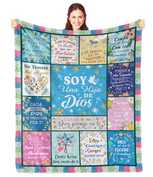 Nicetous Regalos Cristianos en Español, Regalos Cristianos para Mujer Manta, Regalos para Mujer Cristiana, Spanish Christian Gifts for Women, Christian Blanket for Women Soft Throw Blanket 50x60in