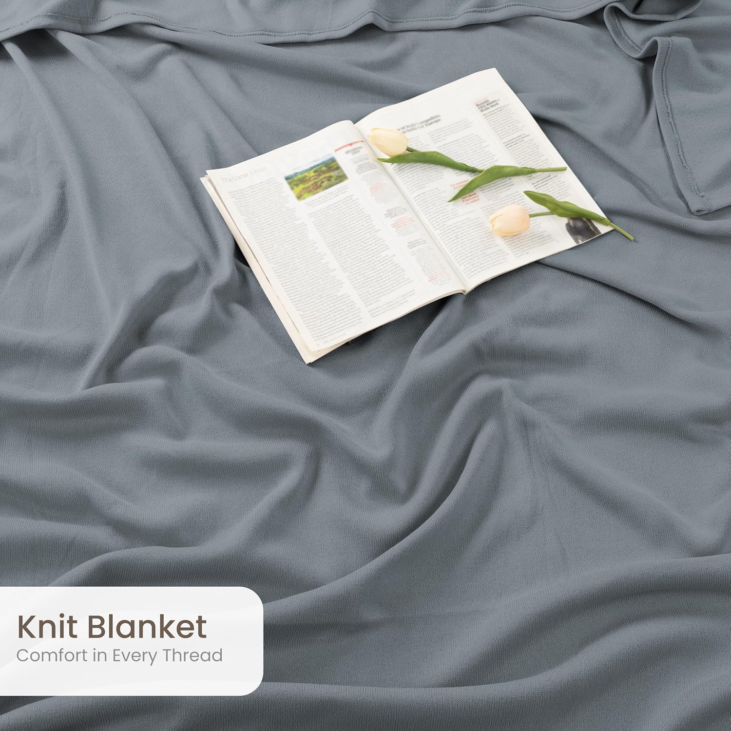Utopia Bedding Knit Blanket - Soft Lightweight Jersey Blanket | Queen Size 90x90 Inches, Grey