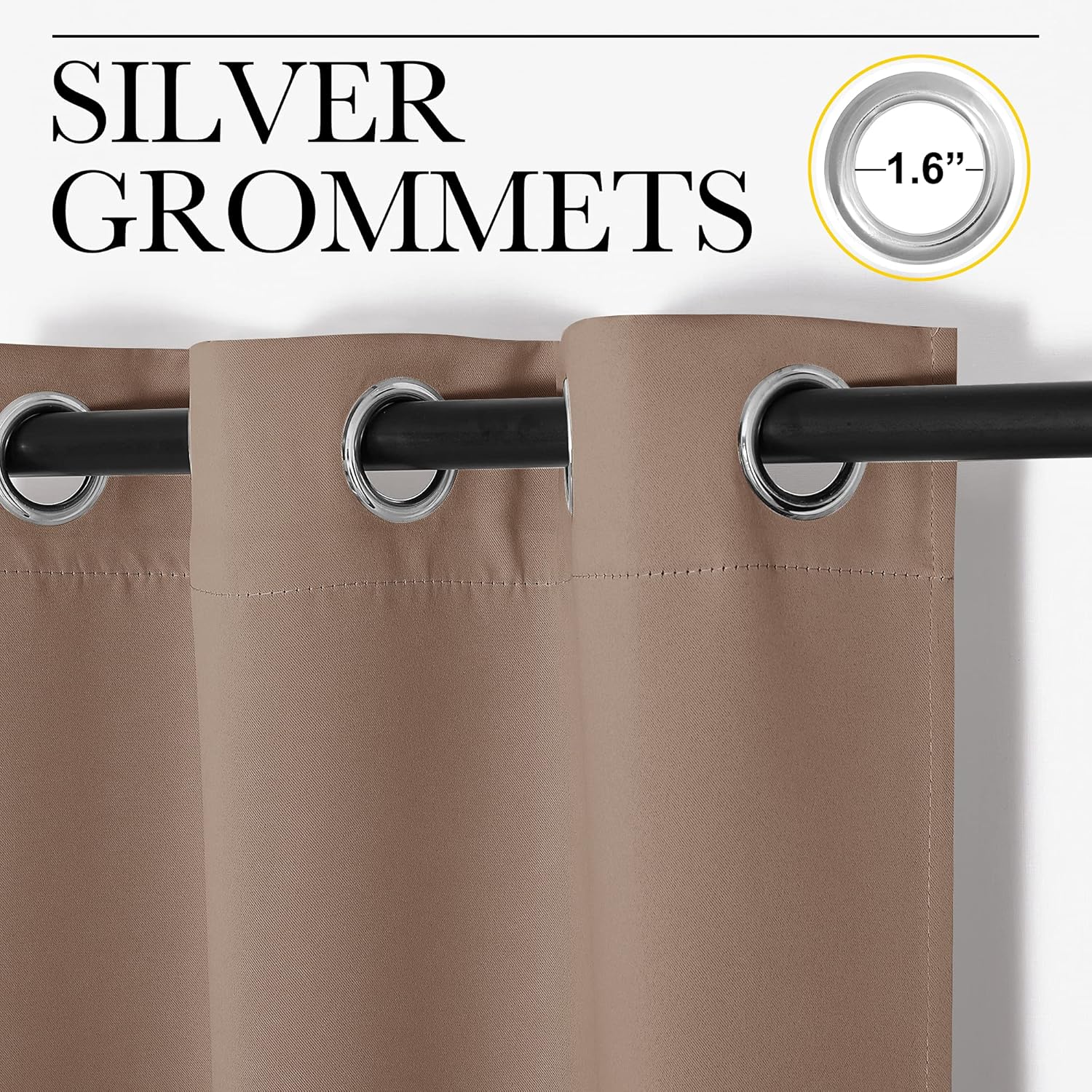 NICETOWN Blackout Window Curtains - Thermal Insulated Grommet Drapery Panels (Set of 2, 34x45 inches, Cappuccino)