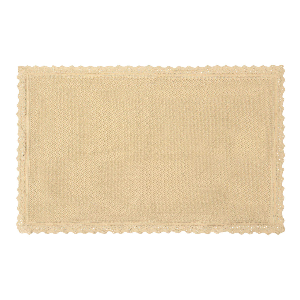 Laura Ashley Reversible Crochet Beaded Bath Rug, Linen, 17"x24"/20"x34"