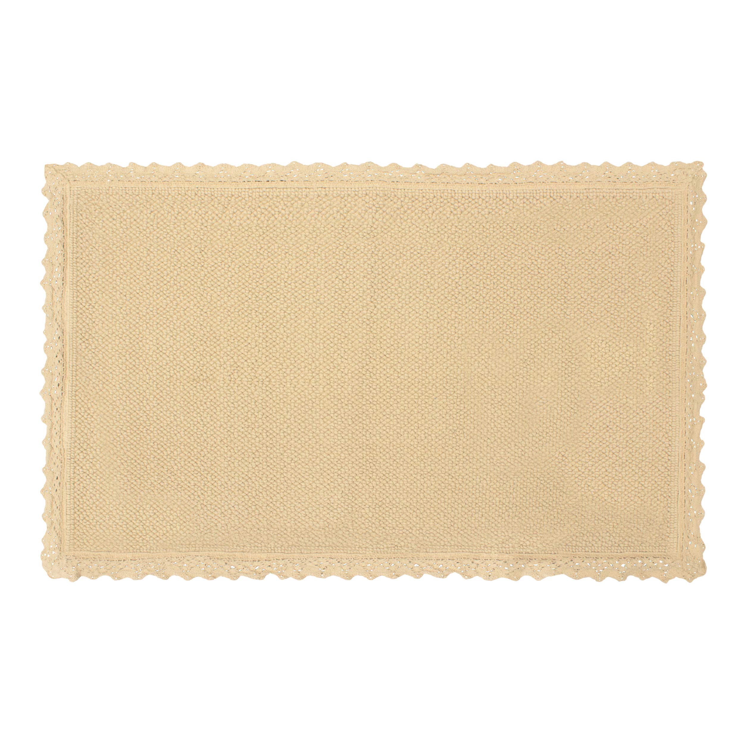 Laura Ashley Reversible Crochet Beaded Bath Rug, Linen, 17"x24"/20"x34"