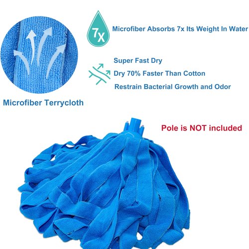 Microfiber Cloth String Mop Head Refill, Loop End Screw On Mop Head Compatible with All Standard US Threading Pole (Acme 3/4 inch Thread) – (3)