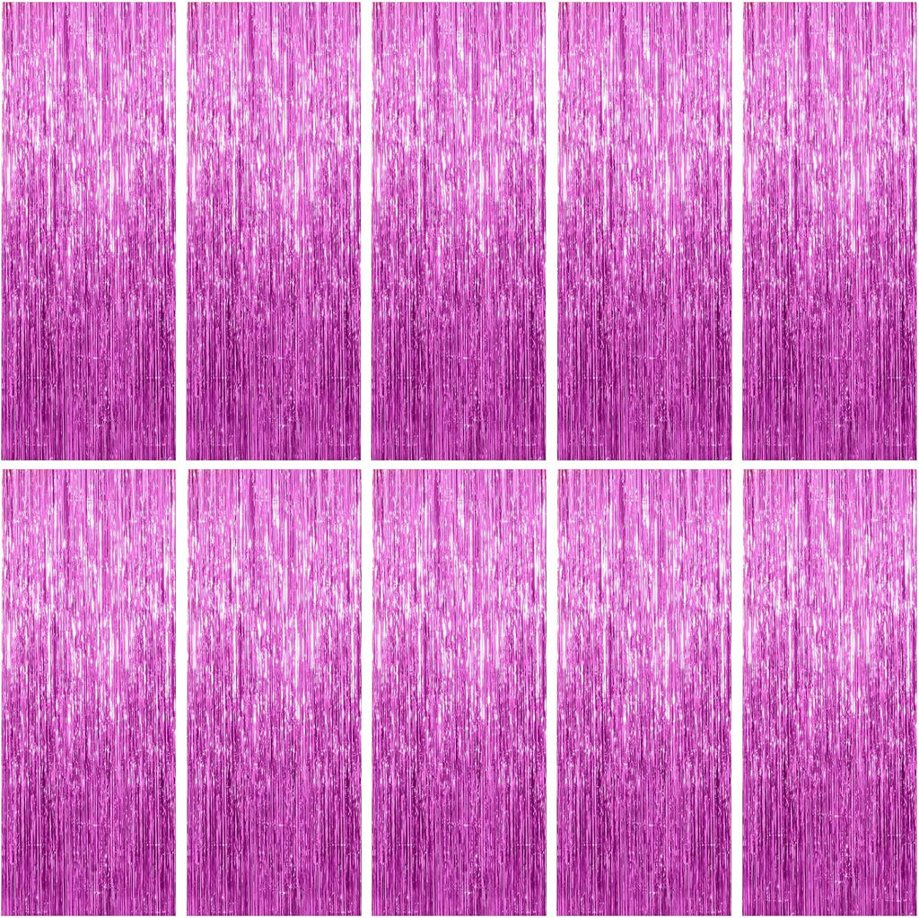 Skiennix Foil Curtain Backdrop - 10 Pack Metallic Tinsel Fringe for Parties & Celebrations