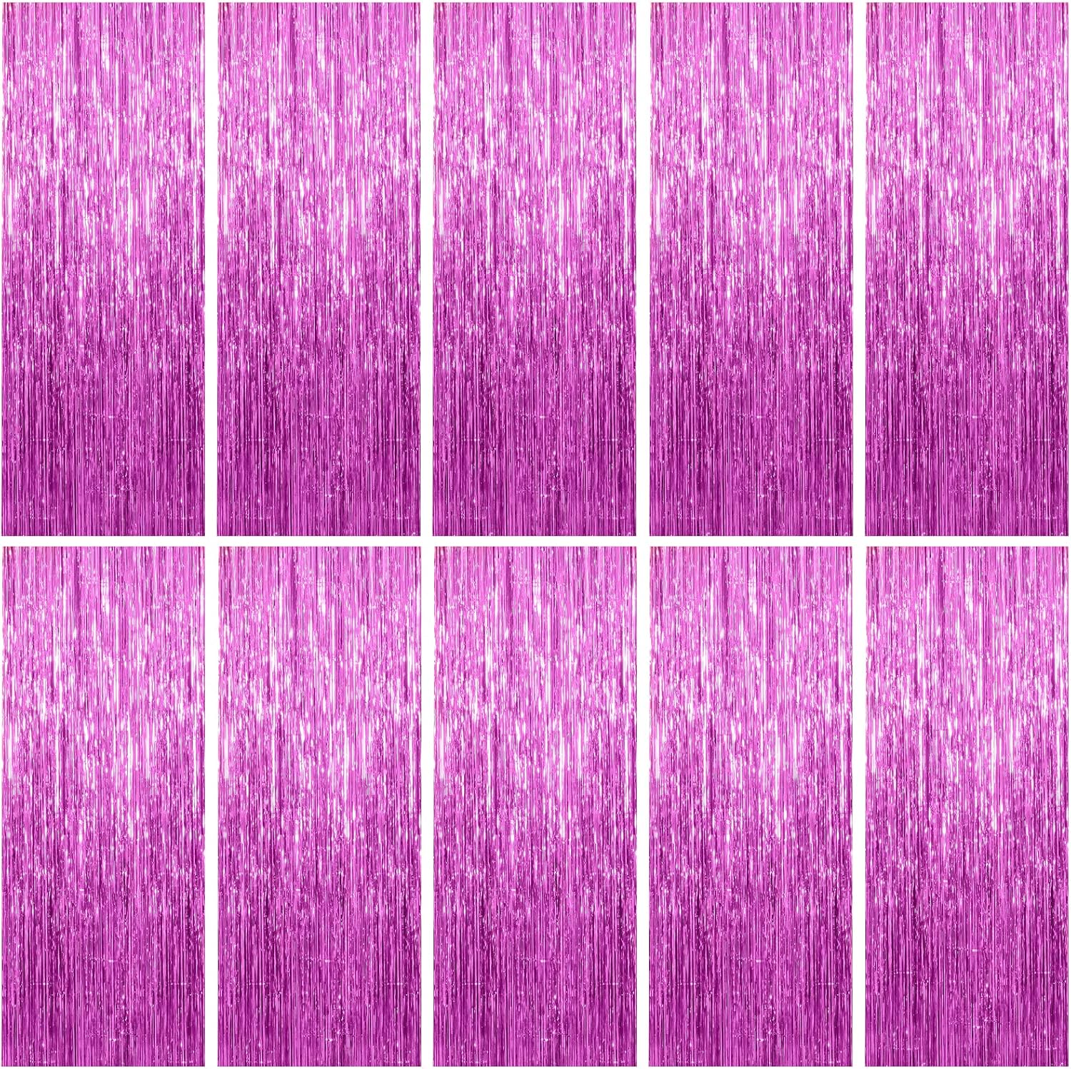 Skiennix Foil Curtain Backdrop - 10 Pack Metallic Tinsel Fringe for Parties & Celebrations