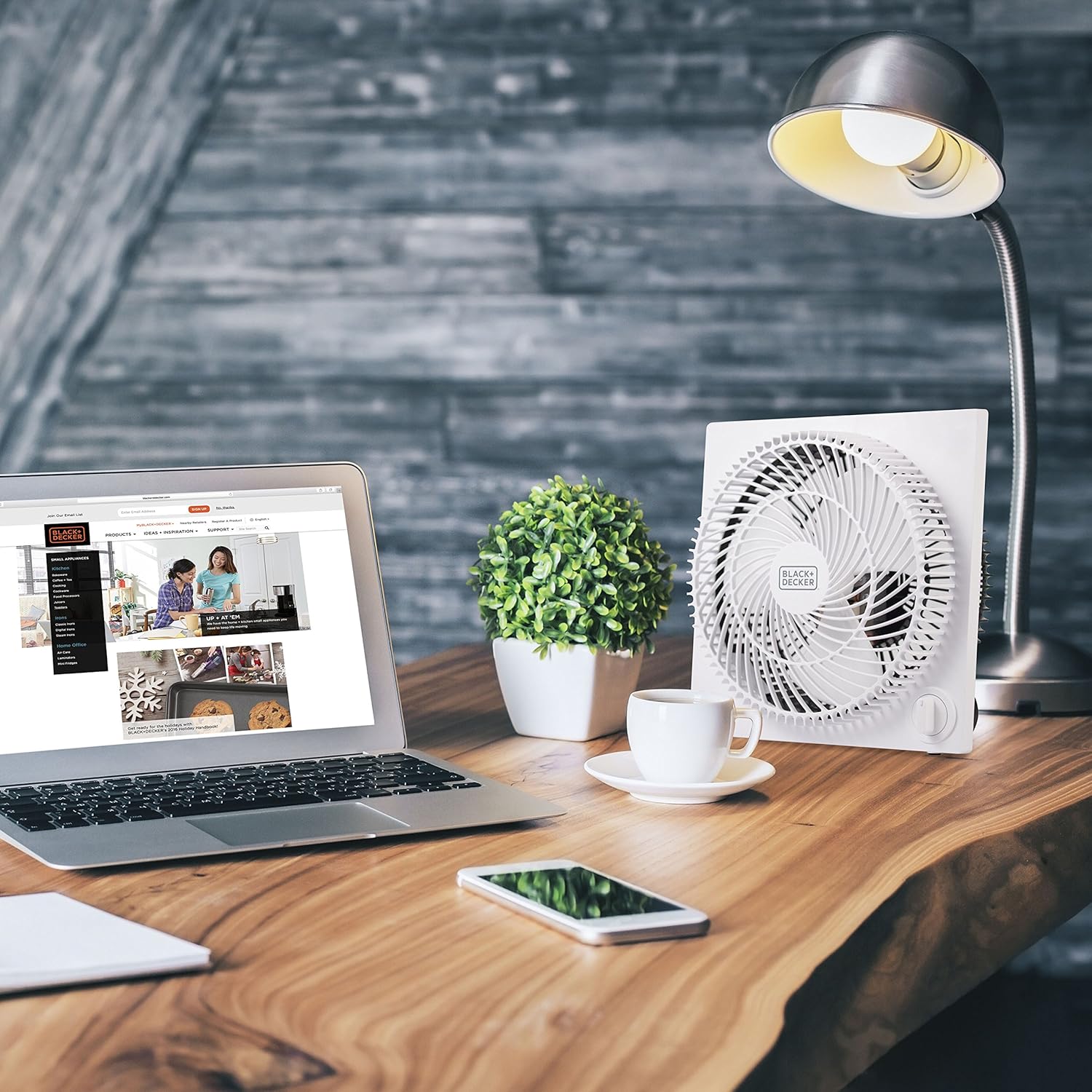 BLACK+DECKER 9-Inch Frameless Box Fan - Portable 3-Speed Desk Fan for Home Office & Garage, White