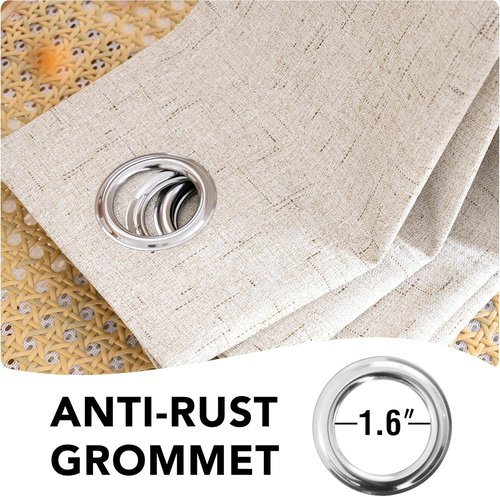 H.VERSAILTEX 100% Blackout Curtains - Full Light Blocking, Textured Design | 84-Inch Grommet Panels, Natural Color (2-Pack)