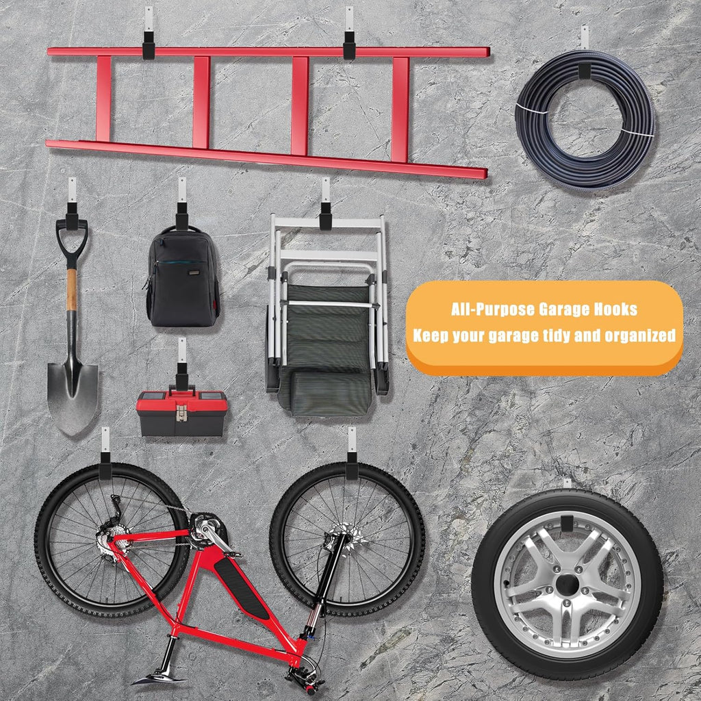 Skiennix Heavy Duty Utility Hooks - Wall Mount Storage for Hose, Bike, Ladder & More (8 Small)