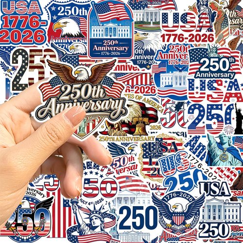 250th Anniversary Stickers by [Brand Name] - Waterproof Vinyl Decals for Laptop, Water Bottle & More