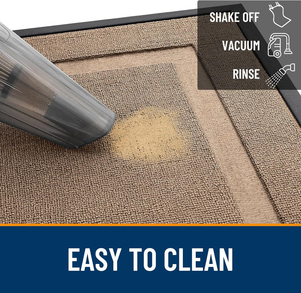 OLANLY Waterproof Front Door Mat - All-Season Indoor/Outdoor Doormat | Sturdy Natural Rubber, 33x21 Mocha