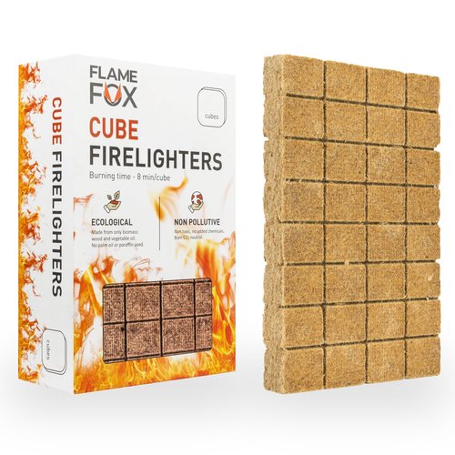 Flamefox Fire Cubes 96pcs - Quick Lighting Fire Starter for Fireplace, Wood Stove, BBQ, Camping - Easy Ignition, Long & Clean Burning, Weather Resistant Fire Lighter