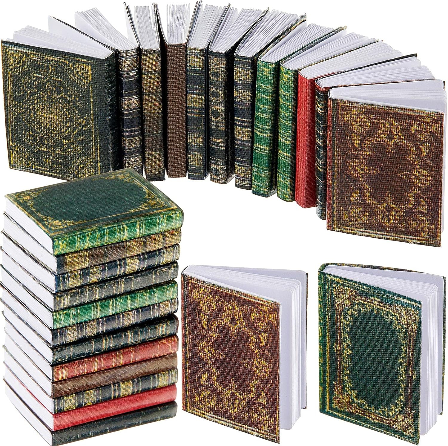 Skylety 24-Piece Miniature Dollhouse Books Set - Assorted Classic Style Accessories for Doll Toys