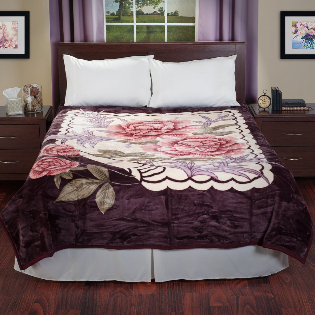 Throw Blanket - Oversized 91x74 Machine-Washable Bedding - Mink-Style 7.5lb Weighted Blanket for Bed or Sofa by Lavish Home (Rose)