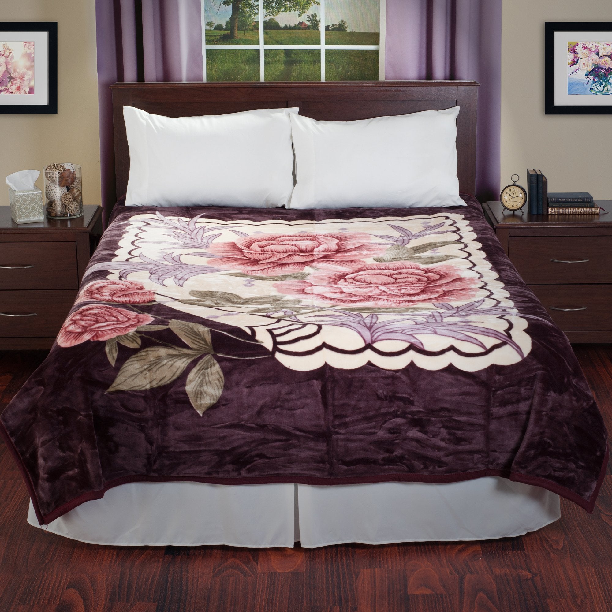 Throw Blanket - Oversized 91x74 Machine-Washable Bedding - Mink-Style 7.5lb Weighted Blanket for Bed or Sofa by Lavish Home (Rose)
